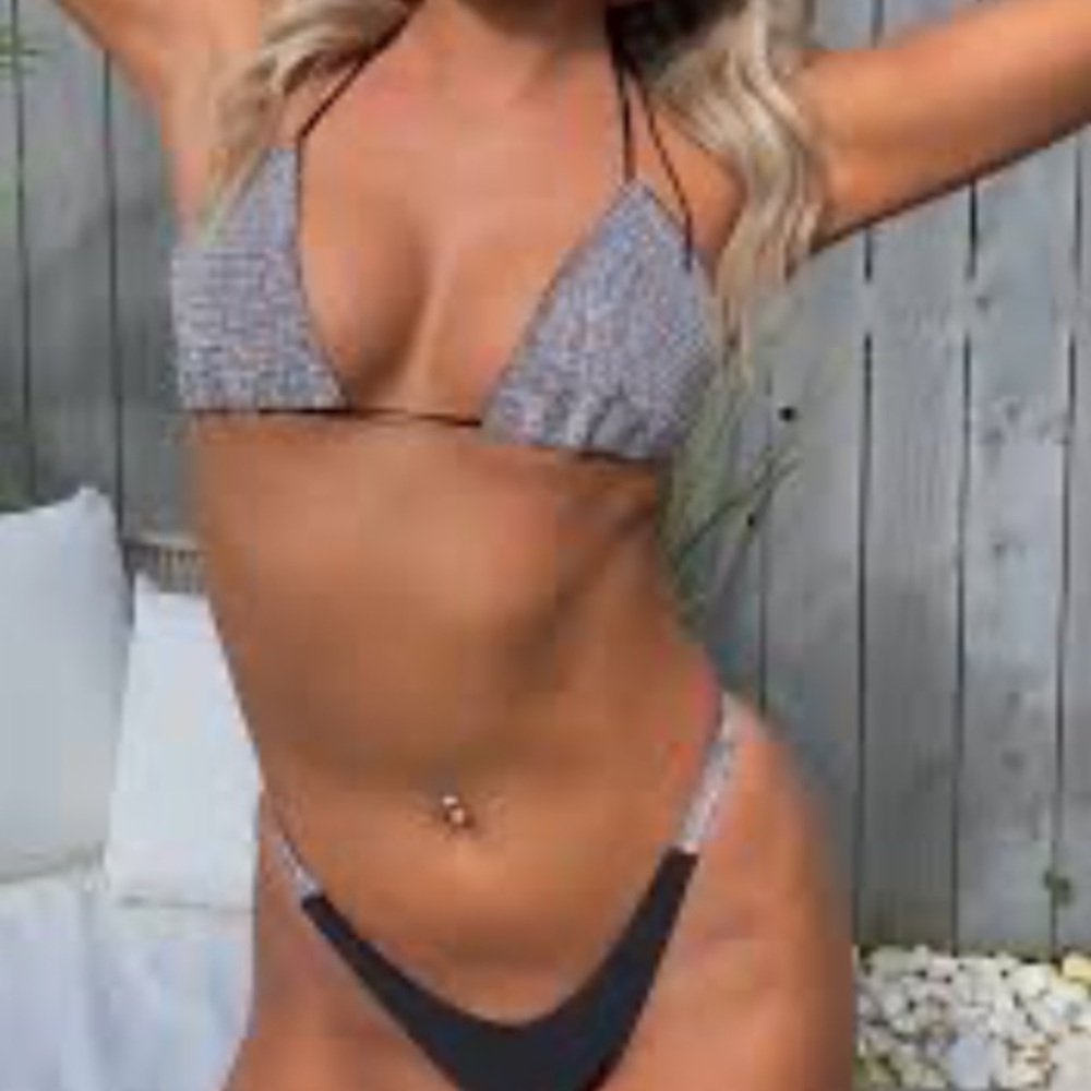 Black and Silver Bikini Set